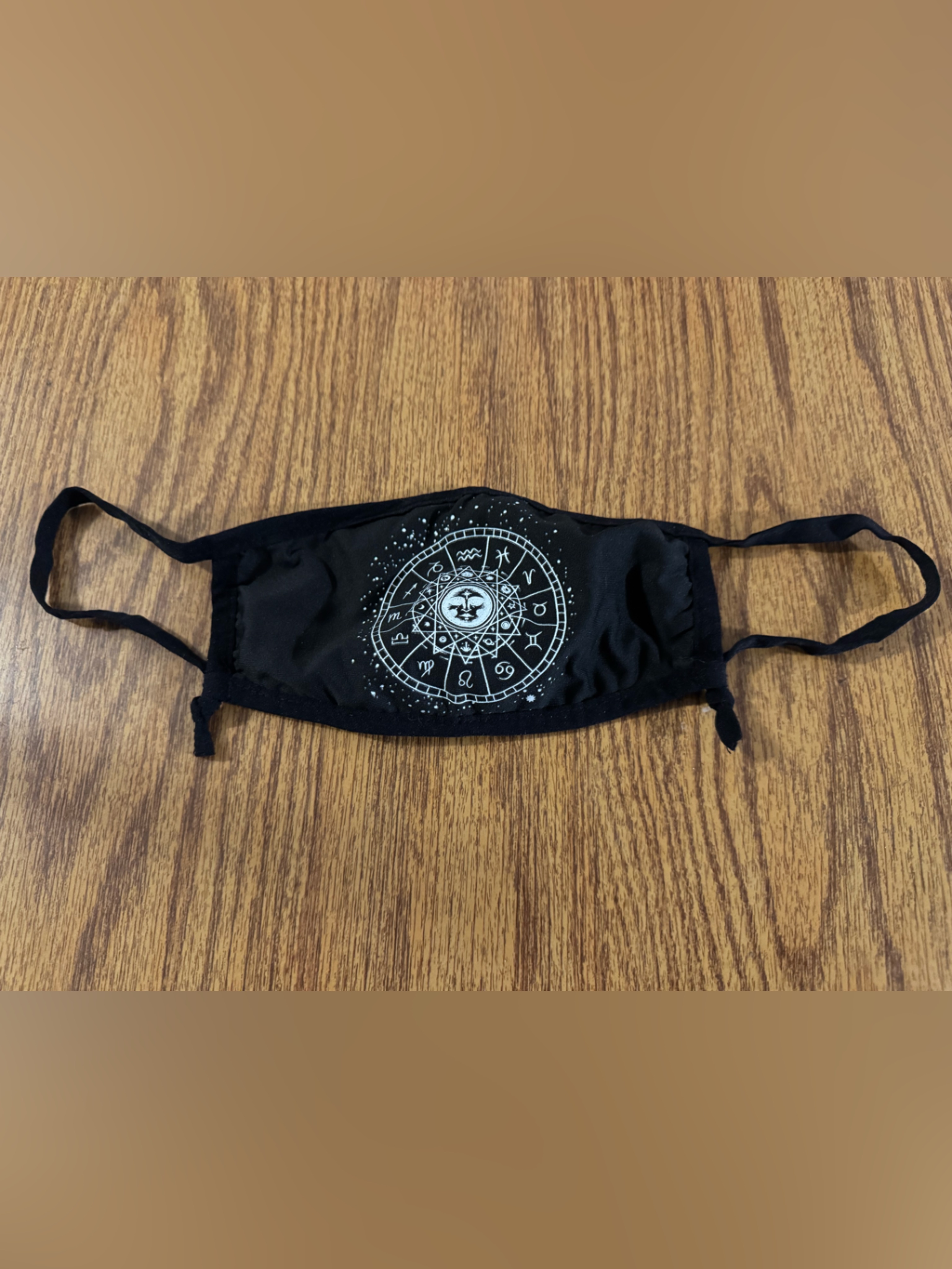 Black Zodiac Wheel Adjustable Face Mask